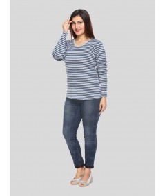 Grey Stripped Long Sleeve Top