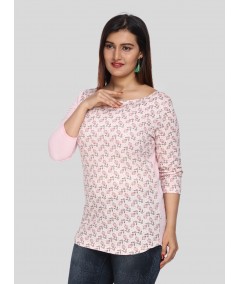 Pink Glitter Printed Neck Top