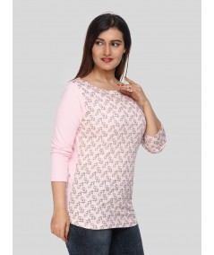 Pink Glitter Printed Neck Top