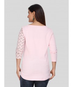 Pink Glitter Printed Neck Top