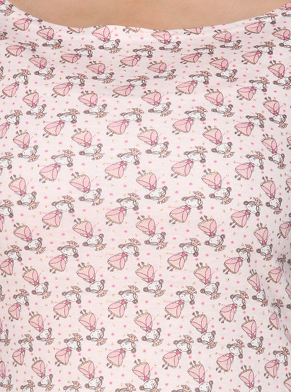 Pink Glitter Printed Neck Top