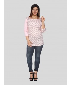 Pink Glitter Printed Neck Top