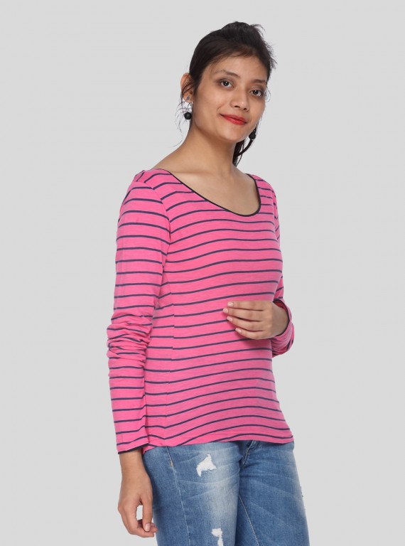 Fushia Stripped Top