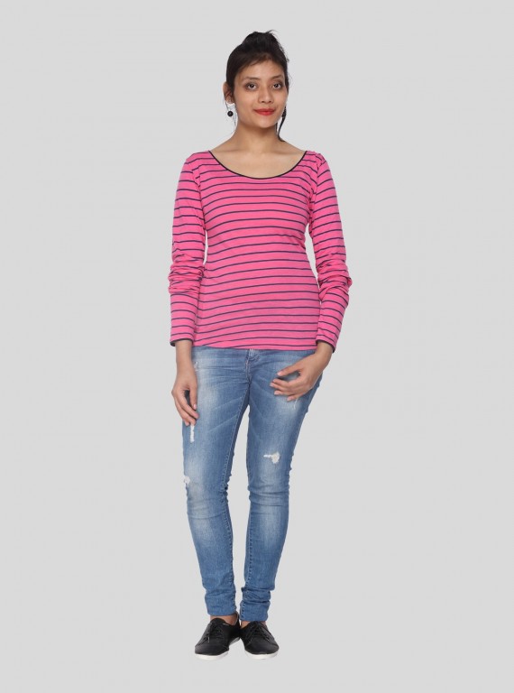 Fushia Stripped Top