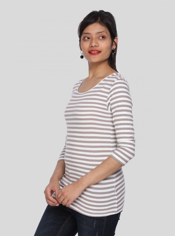Women Brown Stripe TShirt 