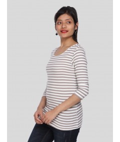 Women Brown Stripe TShirt 