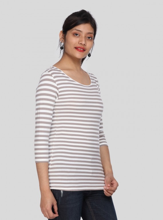 Women Brown Stripe TShirt 