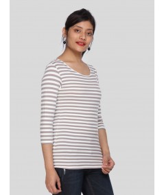 Women Brown Stripe TShirt 