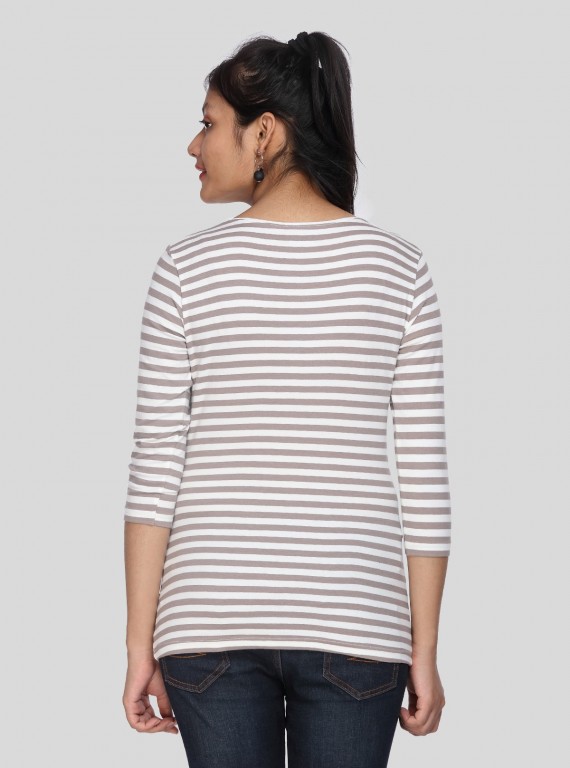 Women Brown Stripe TShirt 