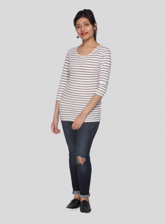 Women Brown Stripe TShirt 