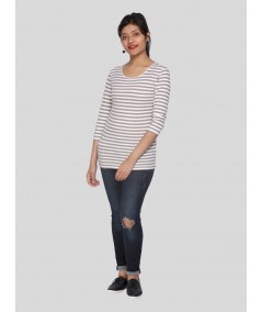 Women Brown Stripe TShirt 