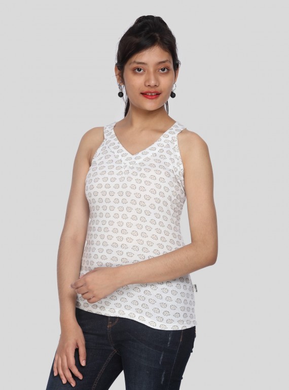 Women’s White Minimalist Textured Sleeveless Top – Elegant Comfort by Boer and Fitch