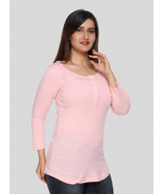 Pink Slub Button Top