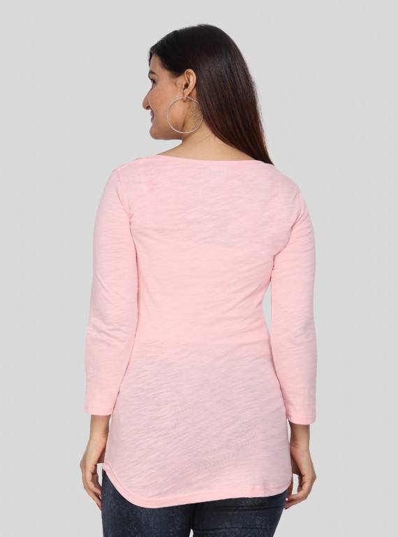 Pink Slub Button Top