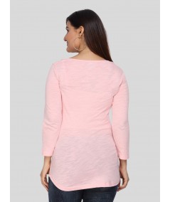 Pink Slub Button Top