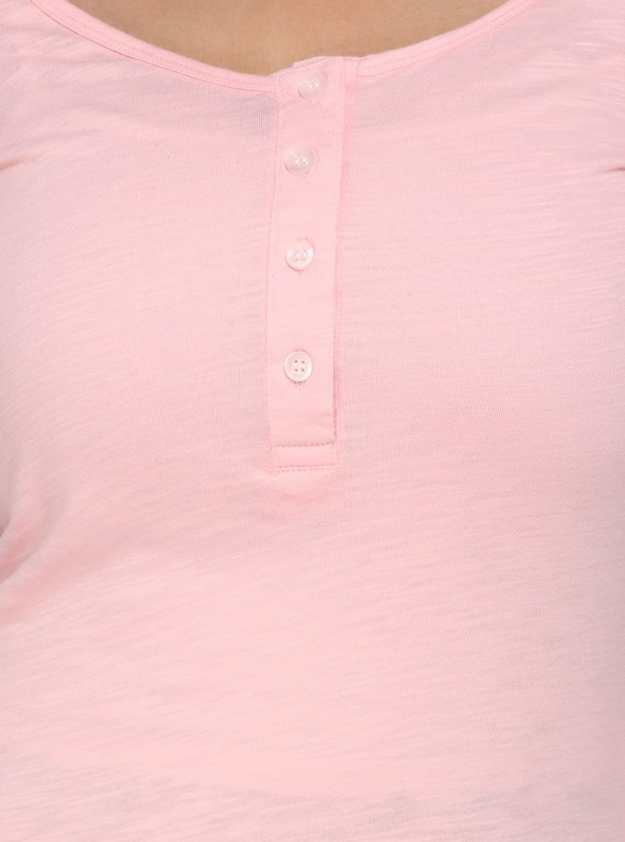 Pink Slub Button Top