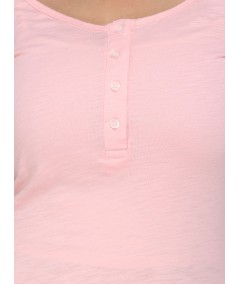 Pink Slub Button Top