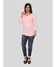 Pink Slub Button Top