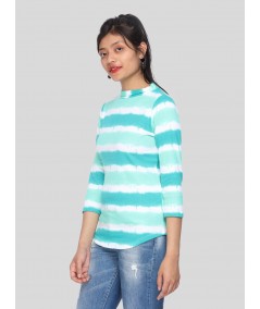 Green Tir & Dye Roll on Neck Top