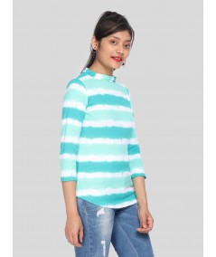 Green Tir & Dye Roll on Neck Top