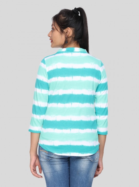 Green Tir & Dye Roll on Neck Top