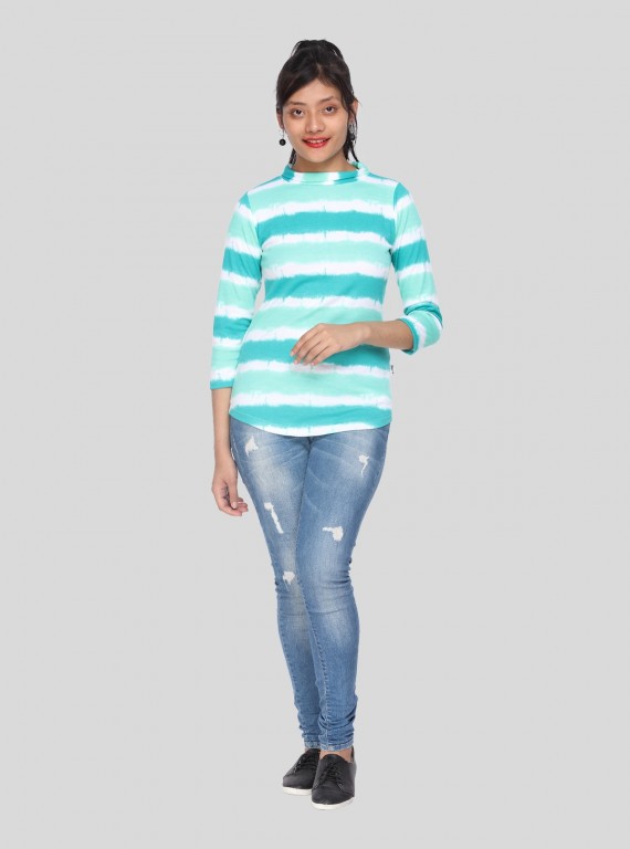 Green Tir & Dye Roll on Neck Top