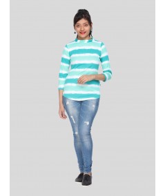 Green Tir & Dye Roll on Neck Top