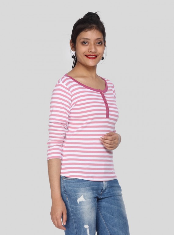 Fuschia Feeder Stripe Women's Top