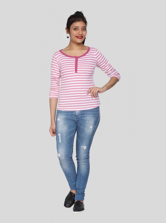Fuschia Feeder Stripe Women's Top