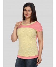 Salmon Dotted Cut & Sew Womens Top