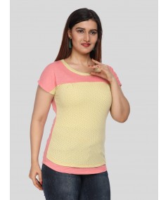 Salmon Dotted Cut & Sew Womens Top