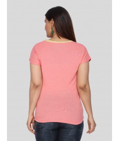 Salmon Dotted Cut & Sew Womens Top