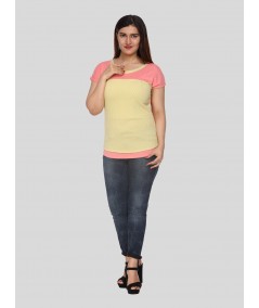 Salmon Dotted Cut & Sew Womens Top