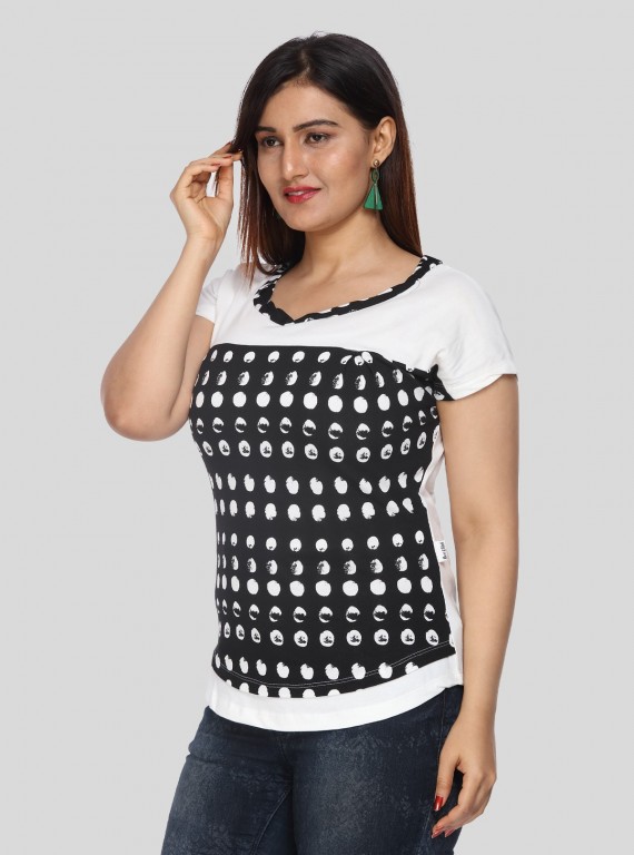 Black Graphica Cut & Sew Womens Top