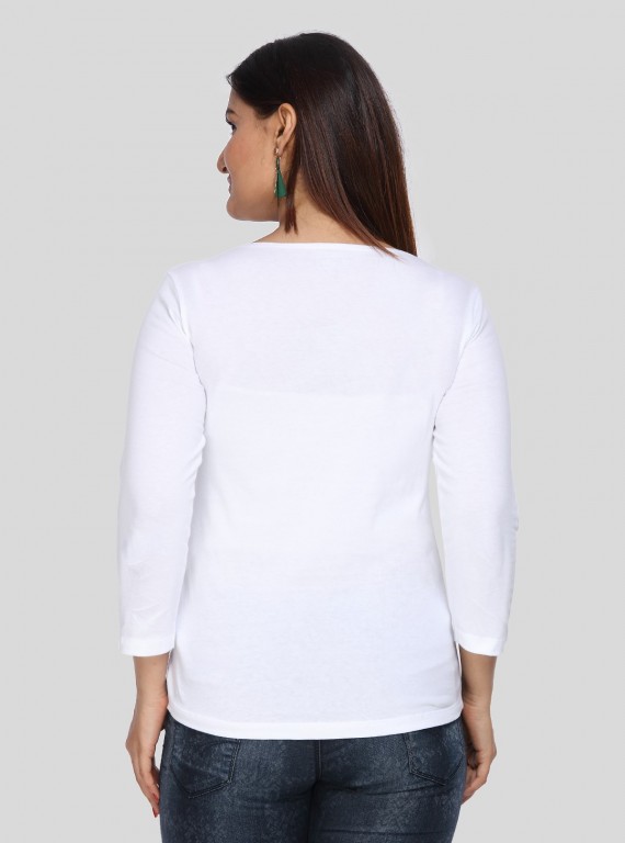 White Contrast Womens Top
