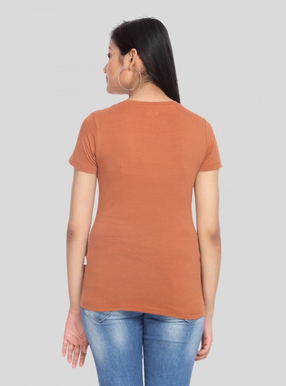 Womens Brown V Neck Tee