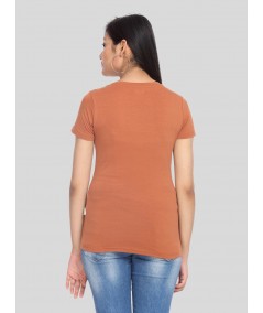 Womens Brown V Neck Tee