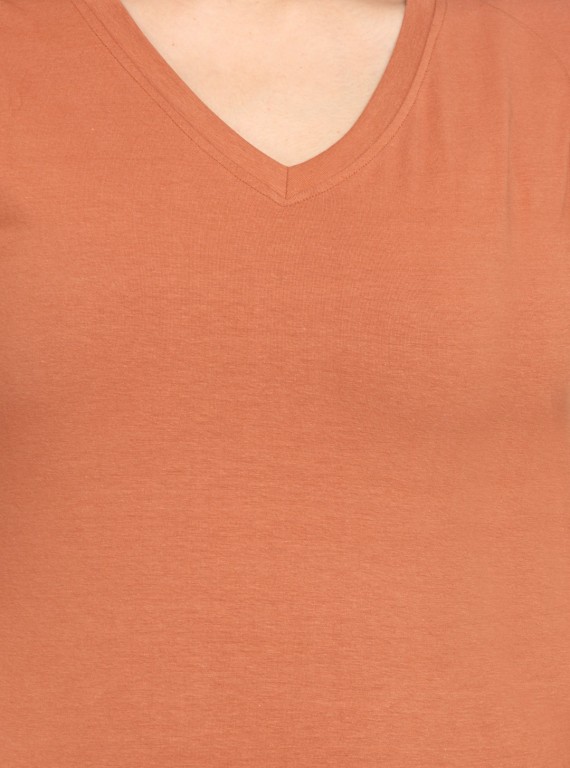 Womens Brown V Neck Tee