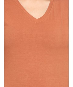 Womens Brown V Neck Tee
