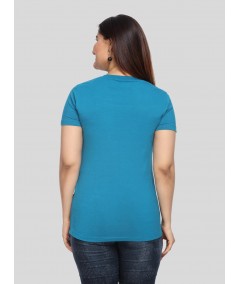 Womens Blue V Neck Tee