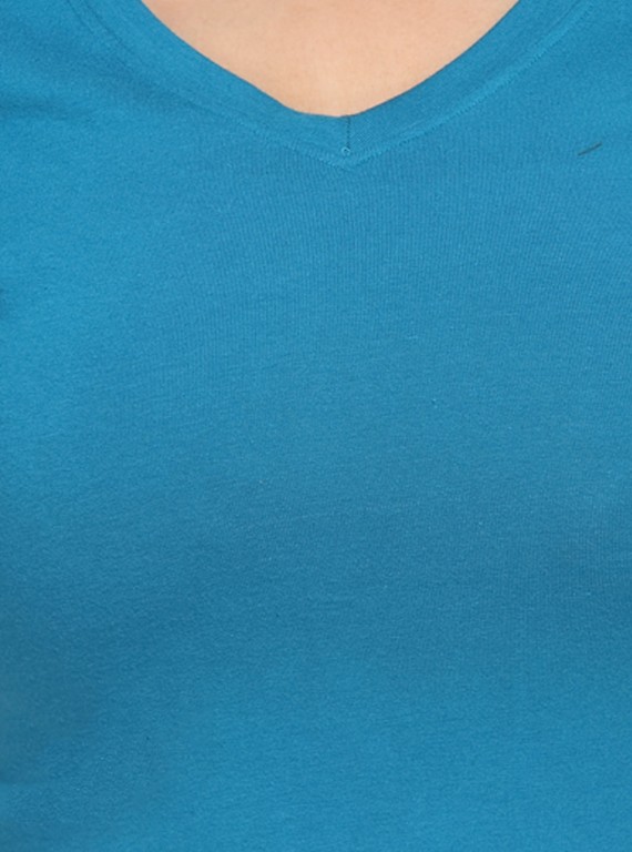 Womens Blue V Neck Tee
