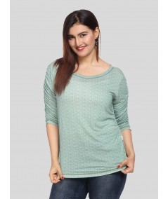 Women's Green All-Over Printed Pleated Sleeve Cotton Jersey Top | Boer & Fitch
