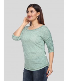 Green Fleeted Sleeve Tshirt