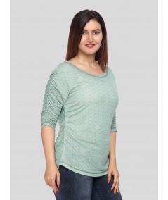 Green Fleeted Sleeve Tshirt