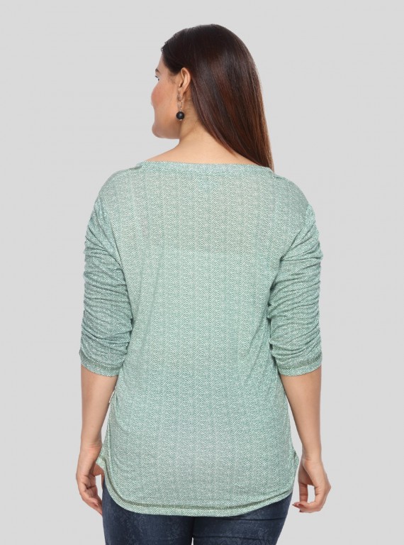 Green Fleeted Sleeve Tshirt