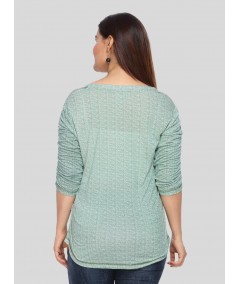 Green Fleeted Sleeve Tshirt
