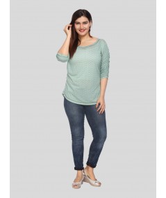 Green Fleeted Sleeve Tshirt