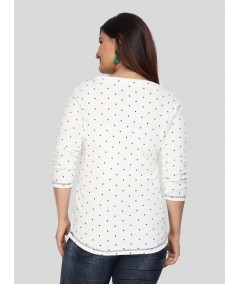 White Dot Print Fleeted Sleeve Tshirt