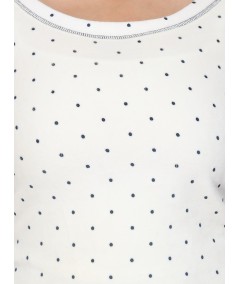 White Dot Print Fleeted Sleeve Tshirt