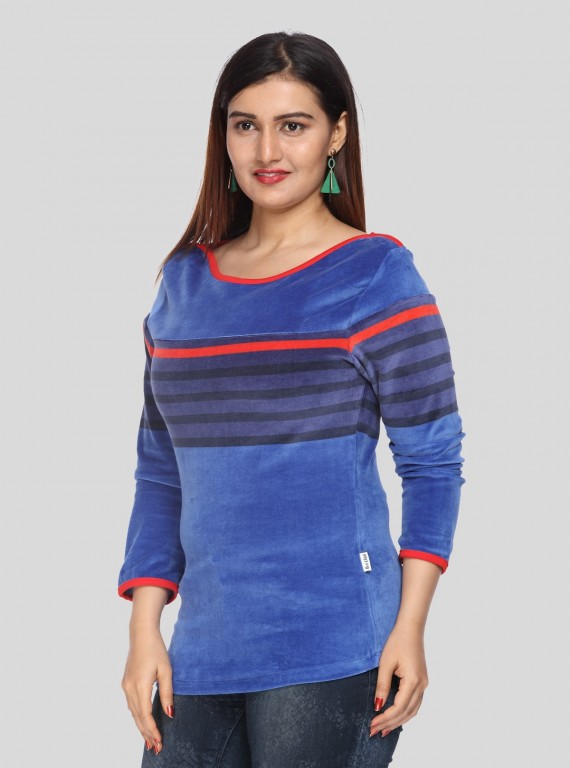 Deep Blue Velour Top